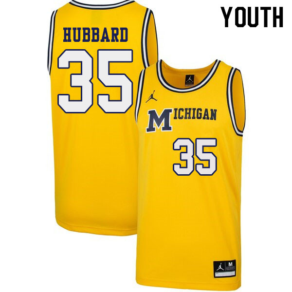 Youth #35 Phil Hubbard Michigan Wolverines 1989 Retro College Basketball Jerseys Sale-Yellow